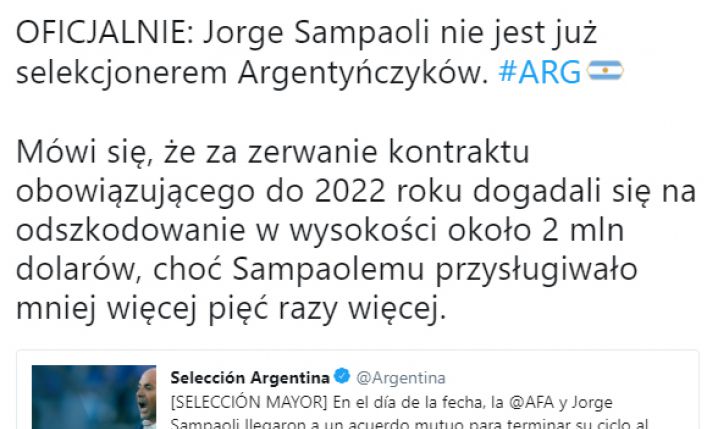 OFICJALNIE! Argentyńska federacja podjęła decyzję ws. Sampaoliego!